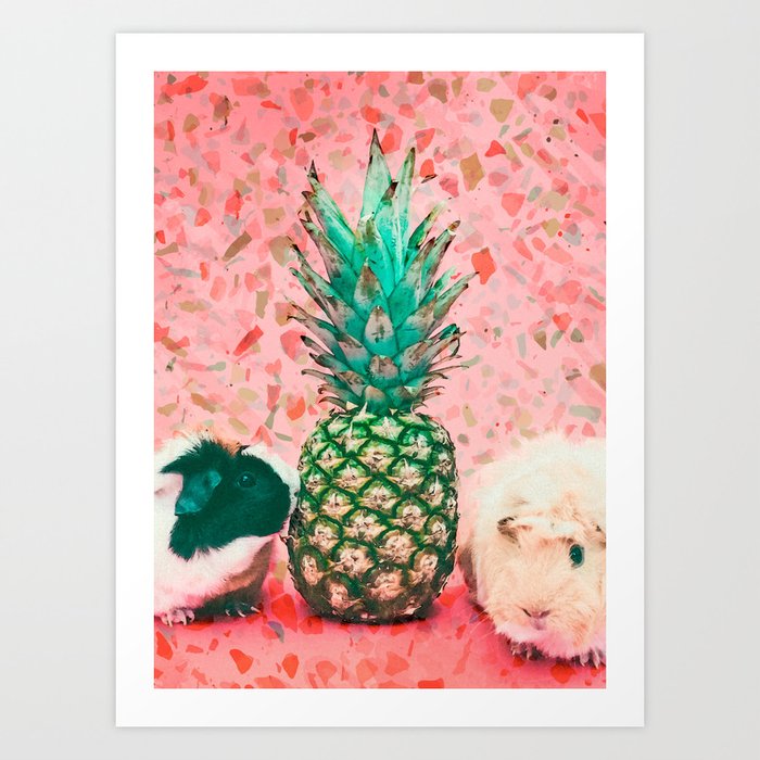 Guinea pig and pineapple Art Print
