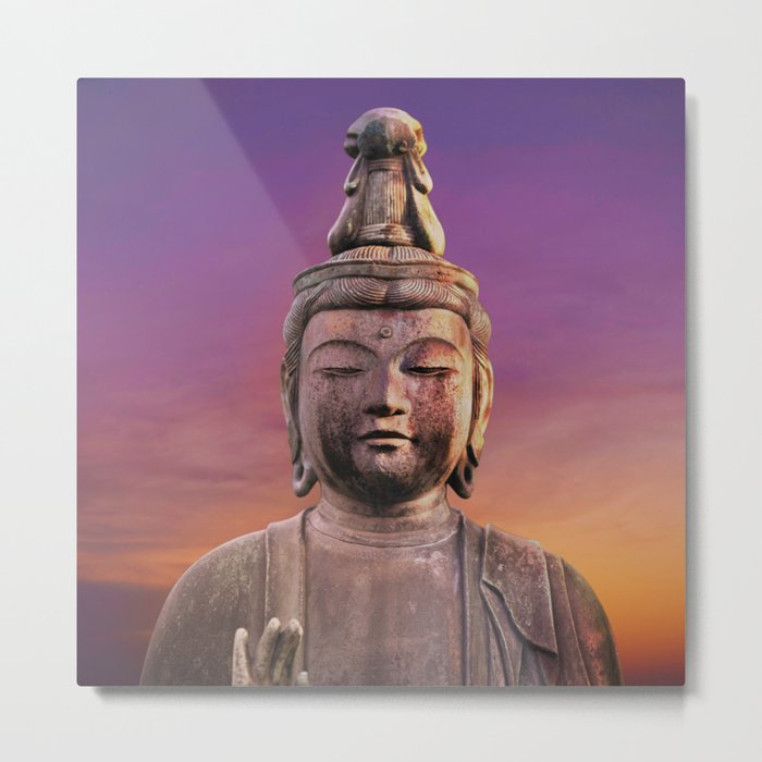 Boho Buddha Statue Image Metal Print