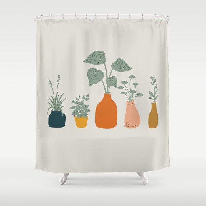 Cat and Plant 9 Shower Curtain