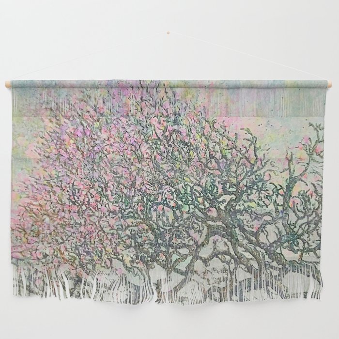 Pink Azaleas, Light, Green Garden Passages Series: Aquatint Etching Wall Hanging