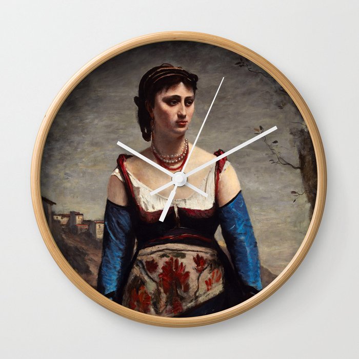 Agostina, 1866 by Jean-Baptiste-Camille Corot Wall Clock