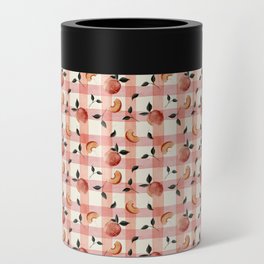Retro Kitchen Painterly Peaches Gingham Can Cooler