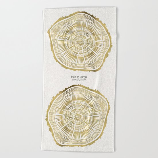 Paper Birch – Gold Tree Rings Beach Towel