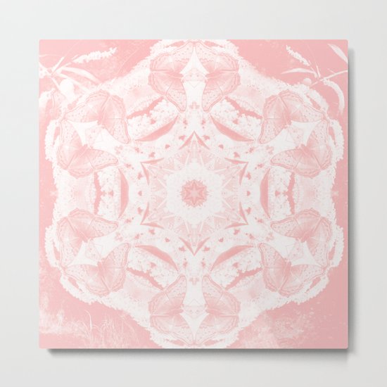 Kaleidoscope of butterflies in rose quartz Metal Print