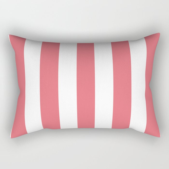 Light carmine pink - solid color - white vertical lines pattern Rectangular Pillow