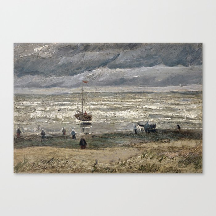 Beach at Scheveningen in Stormy Weather Canvas Print