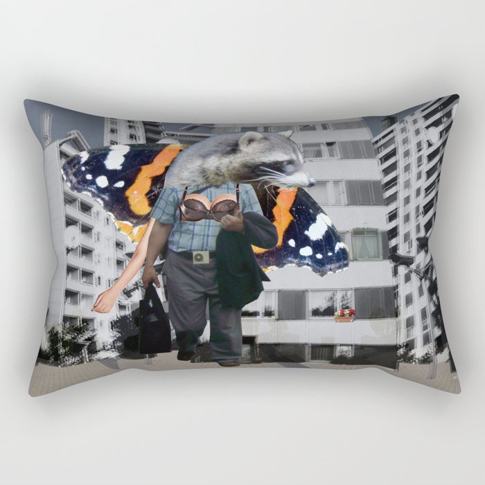 The modern fairy tale of the Raccoon - Collage Rectangular Pillow