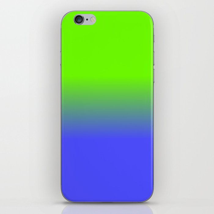 Neon Blue and Neon Green Ombré  Shade Color Fade iPhone Skin