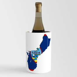 Guam Map with Guamanian Chamorro Flag Wine Chiller