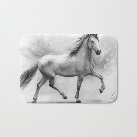 Horse II - pencil drawing Bath Mat