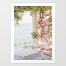 Sorrento Vibes | Balcony In Italy With Pink Flowers Photo Print | Summer Travel Photography Art Print