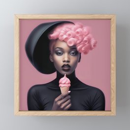 Pink Ice Cream Framed Mini Art Print