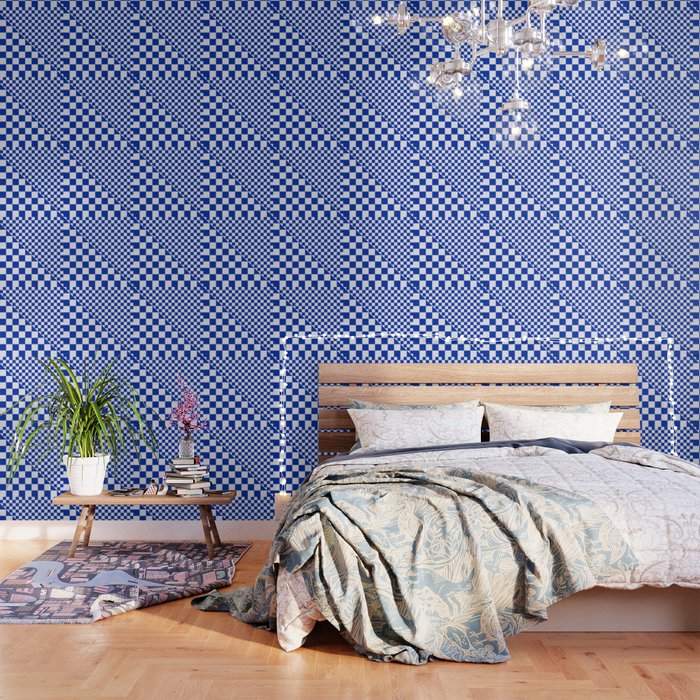Diagonal 03 / Checker VII - Klein Blue Wallpaper by Hello Moon | Society6