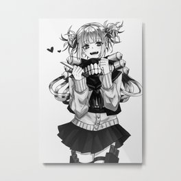 My Hero Academia   Toga Himiko Black White Metal Print | Midoriya, Kacchan, Anime, Japanese, Deku, Painting, Hero, White, Toga, Might 