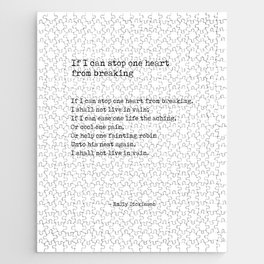 If I can stop one heart from breaking - Emily Dickinson - Literature - Typewriter Print 1 Jigsaw Puzzle
