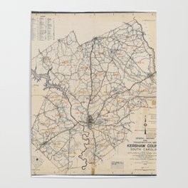 1950 Census Map - South Carolina (SC) - Kershaw County - Kershaw County Poster