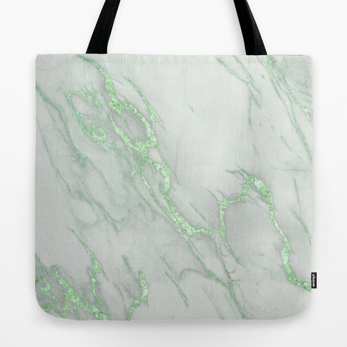 Marble Love Green Metallic Tote Bag