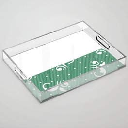White Floral Curls Lace Horizontal Split on Christmas Green Acrylic Tray