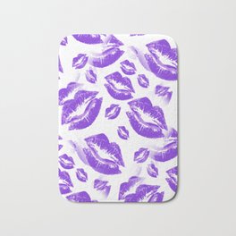 Two Kisses Collided Luscious Lilac Colored Lips Pattern Bath Mat