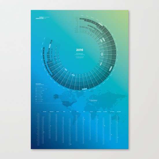 Bureau Oberhaeuser Calendar 2016 blue, english Canvas Print