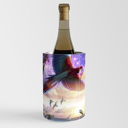 Dolphin And Parrot Ocean Animal Space Scene Wine Chiller