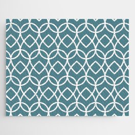 Teal and White Geometric Line Pattern Pairs DV 2022 Popular Colour Wish Upon a Star 0668 Jigsaw Puzzle