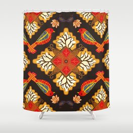 Indonesian batik motif with a very distinctive flora and fauna pattern, vintage Shower Curtain