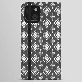 Dark Grey and White Native American Tribal Pattern iPhone Wallet Case