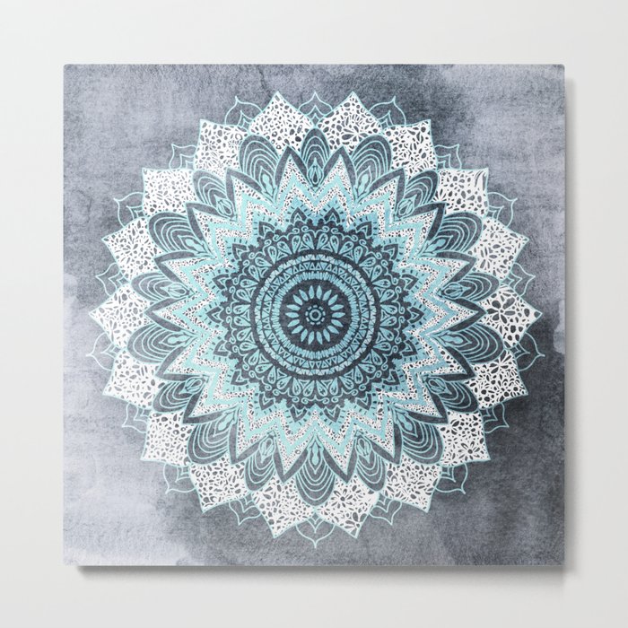 BOHOCHIC MANDALA IN BLUE Metal Print