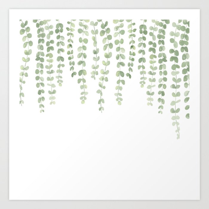 Green Vines, Tropical Leaves Art Print by cozymidnight