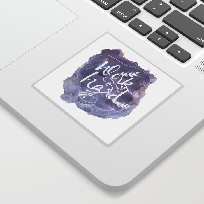 Work Hard Print Purple Wall Art Watercolor Typography Poster