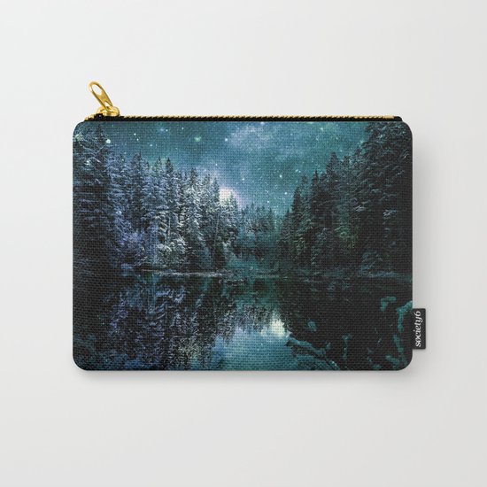 Winter Forest Teal Carry-All Pouch