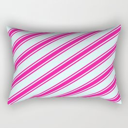 [ Thumbnail: Light Cyan and Deep Pink Colored Stripes/Lines Pattern Rectangular Pillow ]
