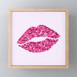 Glitter Pink Lips Print Framed Mini Art Print