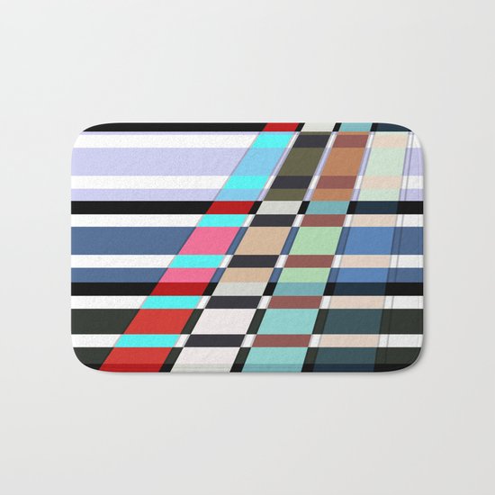 Colorful oblique lines . Abstract pattern 2 . Bath Mat