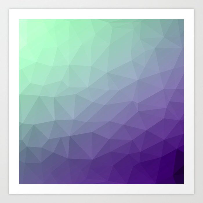 Purple green ombre gradient geometric mesh pattern Art Print