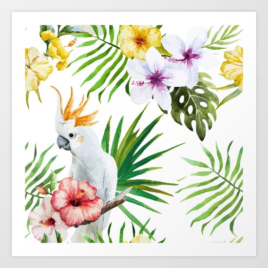 Tropical Bird Pattern 03 Art Print