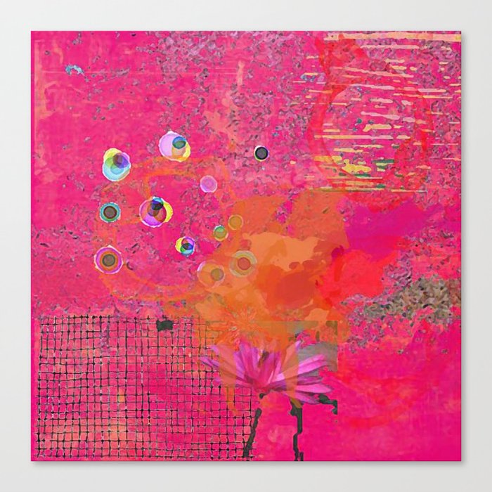 Hot Pink Orange Abstract Art Collage Canvas Print By Shereejoy