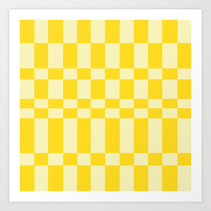 Bauhaus Series: Yellow Distorted Check Art Print