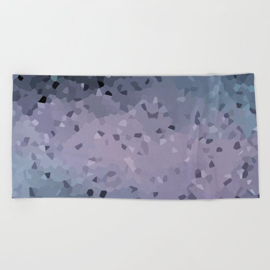 Abstract geometric pattern in blue grey and purple colours . Crystals Beach Towel