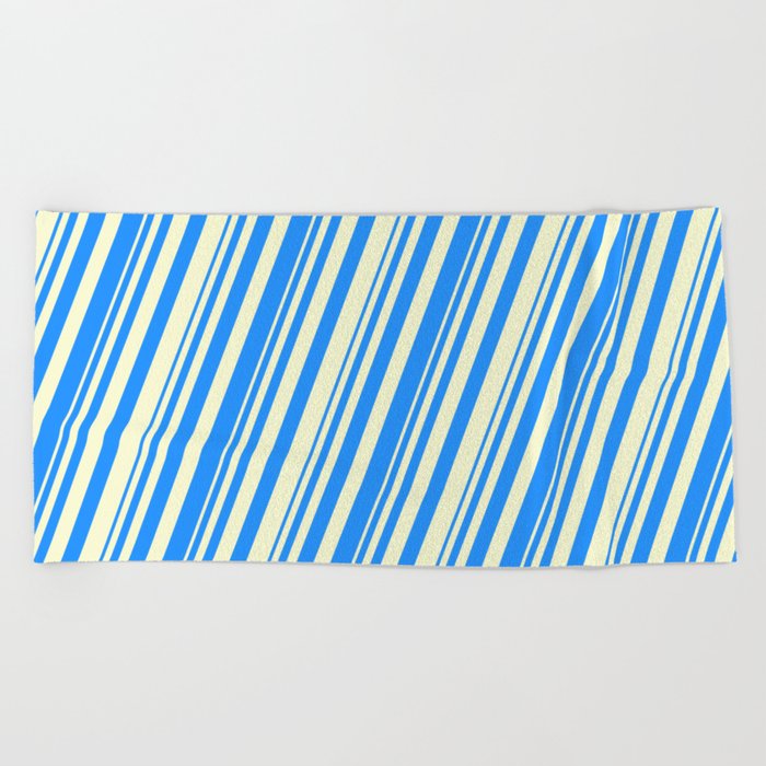 Blue & Light Yellow Colored Stripes Pattern Beach Towel