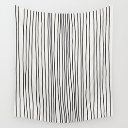 Black and White Vertical Rust Stripes Wall Tapestry