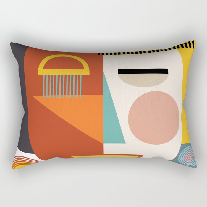 mid century geometric face Rectangular Pillow