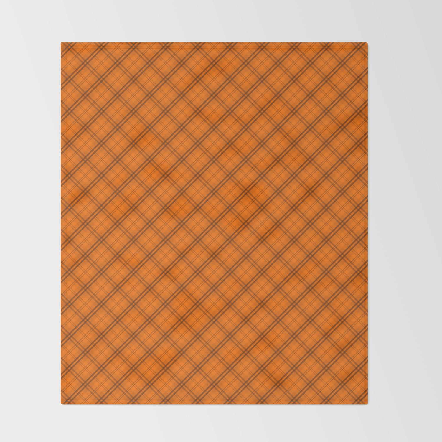 Dark Deep Pumpkin Orange And Black Halloween Tartan Check Throw