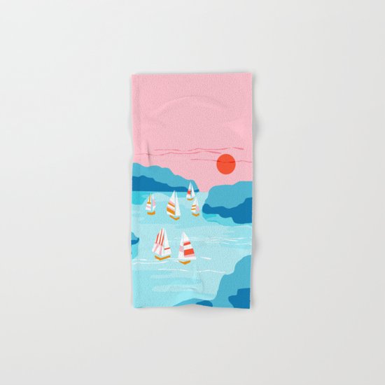 Tight - memphis throwback retro vintage classic sport boating yachting sailboat harbor sea ocean art Hand & Bath Towel