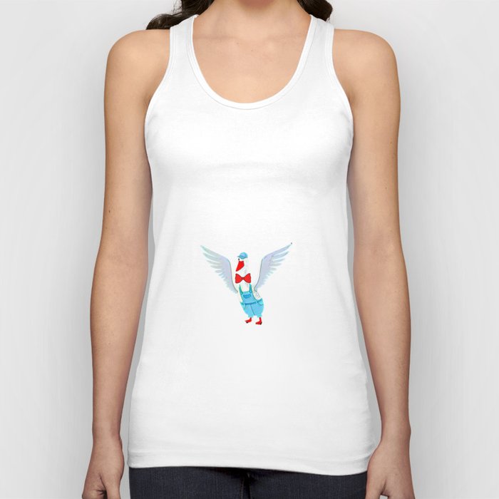 Cute White Goose Flapping Its Wings Tank Top