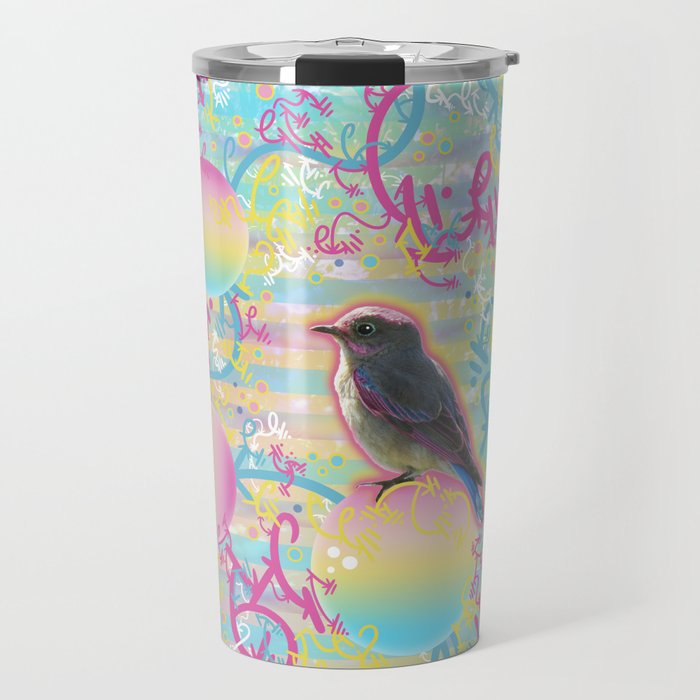 Summery Bubbly Bird Travel Mug