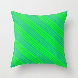 [ Thumbnail: Lime & Light Sea Green Colored Lined Pattern Throw Pillow ]