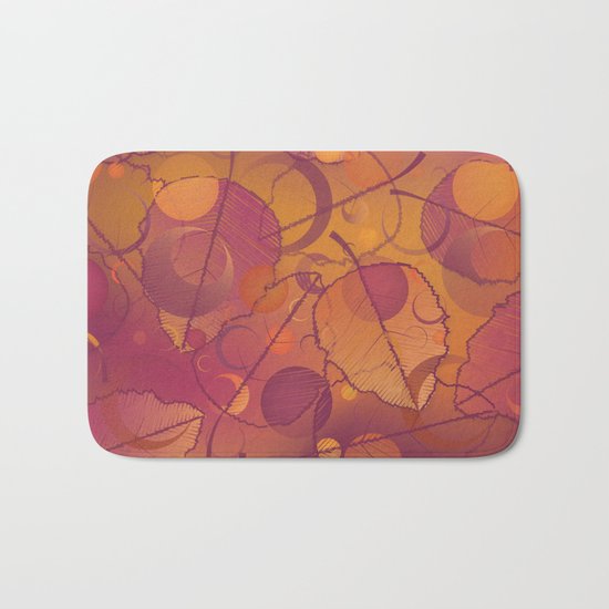 Floating Leaves Pattern III - Autumn, Pink Violet Bath Mat