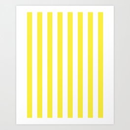 Yellow and White Cabana Stripe Pattern Art Print